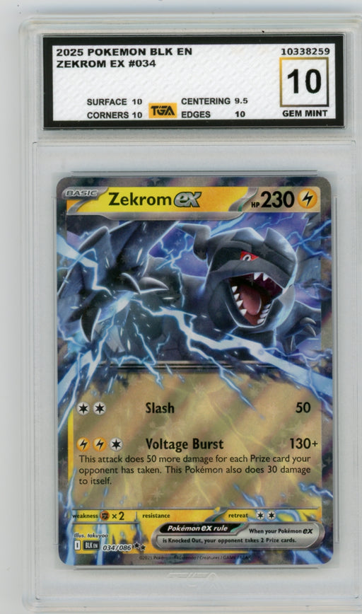 Zekrom EX #34 Black Bolt Graded TGA 10 Gem Mint