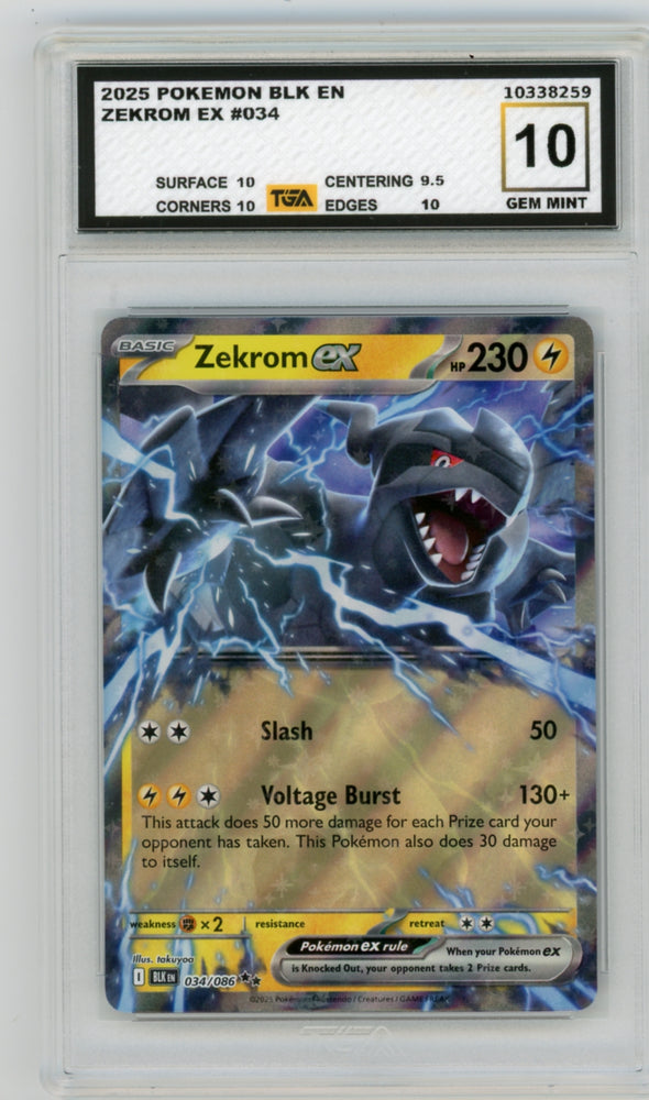 Zekrom EX #34 Black Bolt Graded TGA 10 Gem Mint