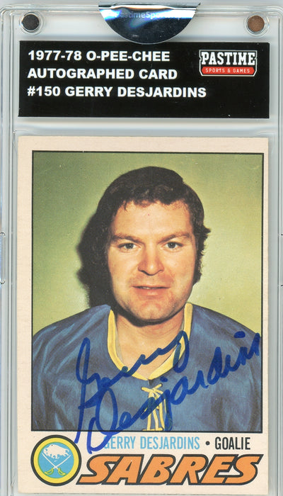 Gerry Desjardins #150 1977/78 O-Pee-Chee Hockey Autographed Card Encased in Magpro - Pastime Sports & Games