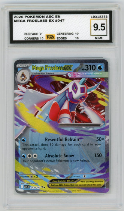 Mega Frosless EX #47 Ascended Heroes Graded TGA 9.5 Near Gem Mint