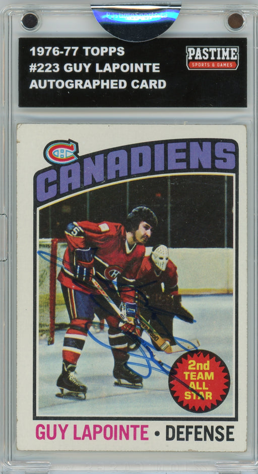 Guy Lapointe #223 1976/77 Topps Hockey Autographed Card Encased in Magpro
