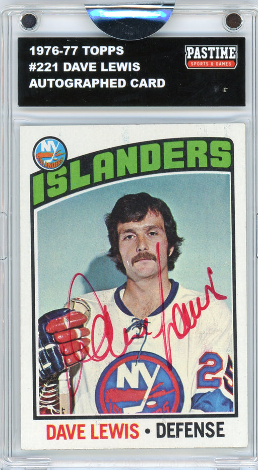 Dave Lewis #221 1976/77 Topps Hockey Autographed Card Encased in Magpro