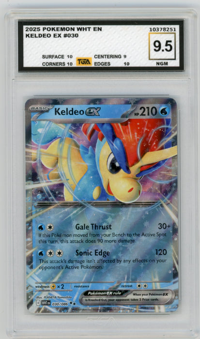 Keldeo EX #30 White Flare Graded TGA 9.5 Near Gem Mint
