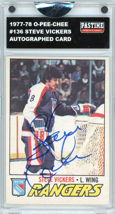 Steve Vickers #136 1977/78 O-Pee-Chee Hockey Autographed Card Encased in Magpro - Pastime Sports & Games