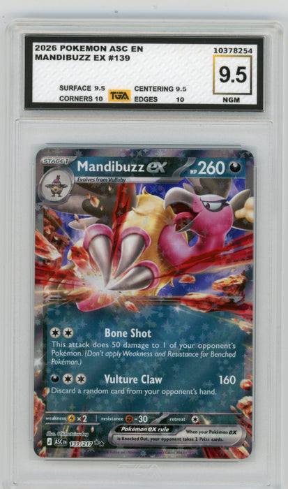 Mandibuzz EX #139 Ascended Heroes Graded TGA 9.5 Near Gem Mint