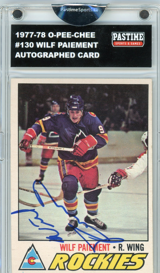 Wilf Paiement #130 1977/78 O-Pee-Chee Hockey Autographed Card Encased in Magpro - Pastime Sports & Games