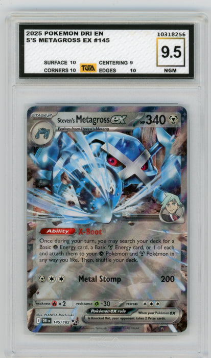 Steven's Metagross EX #145 Destined Rivals Graded TGA 9.5 Near Gem Mint