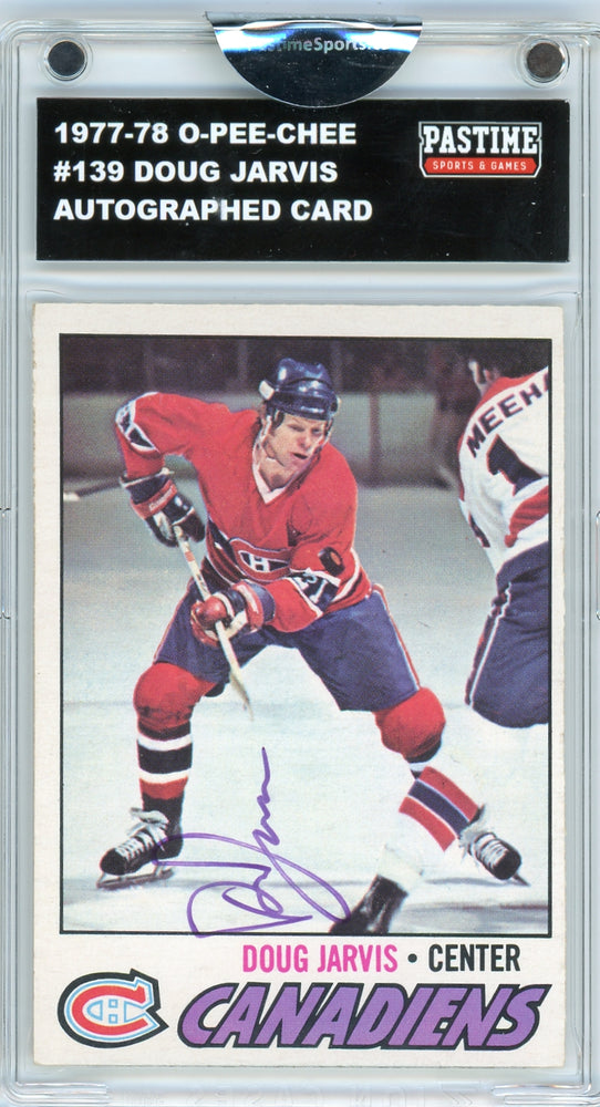 Doug Jarvis #139 1977/78 O-Pee-Chee Hockey Autographed Card Encased in Magpro - Pastime Sports & Games