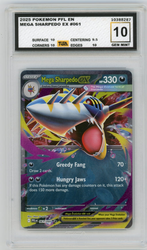 Mega Sharpedo EX #061 Phantasmal Flames Graded TGA 10 Gem Mint
