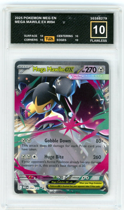 Mega Mawile EX #94 Mega Evolution Graded TGA 10 Flawless Black Label