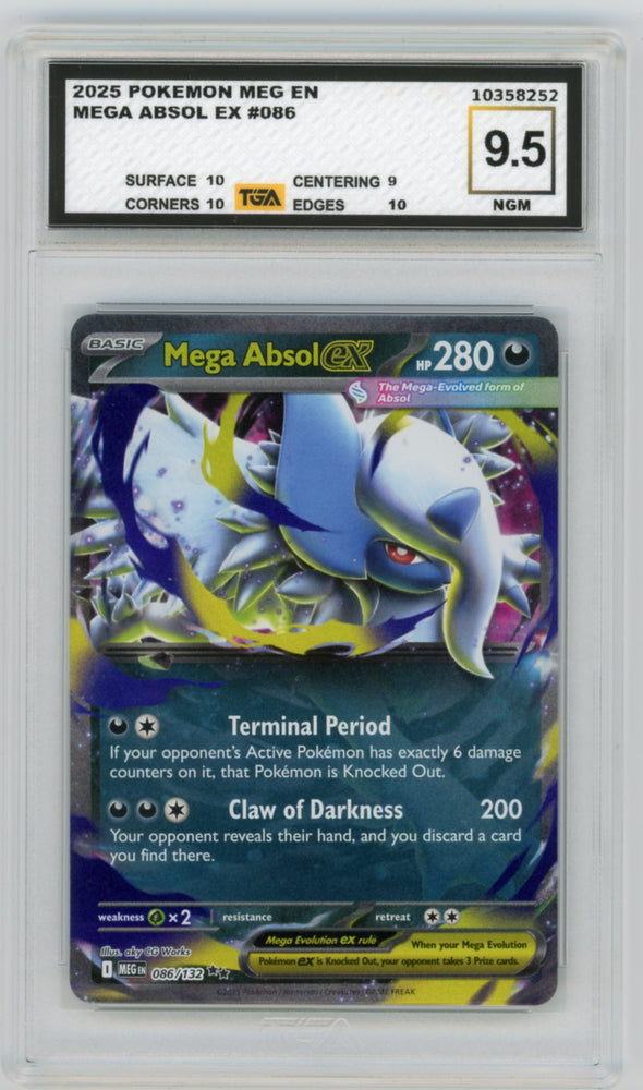 Mega Absol EX #86 Mega Evolution Graded TGA 9.5 Near Gem Mint