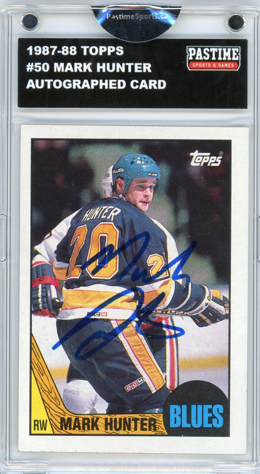 Mark Hunter #50 1987/88 Topps Hockey Autographed Card Encased in Magpro