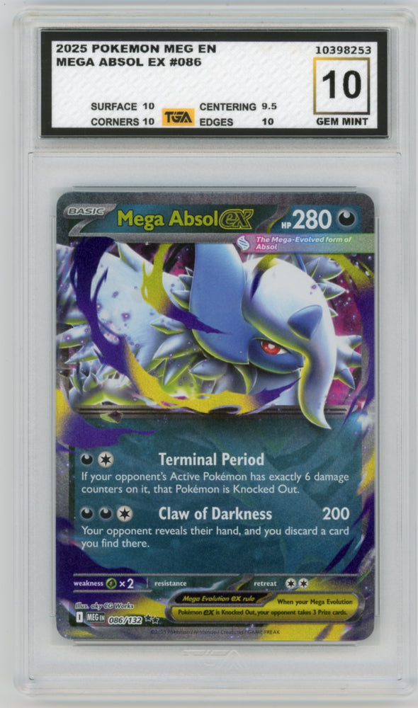 Mega Absol EX #86 Mega Evolution Graded TGA 10 Gem Mint