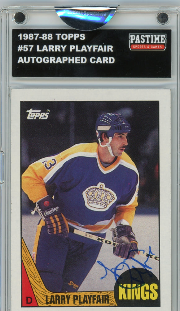 Larry Playfair #57 1987/88 Topps Hockey Autographed Card Encased in Magpro