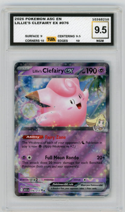 Lillie's Clefairy EX #76 Mega Evolution Graded TGA 9.5 Near Gem Mint