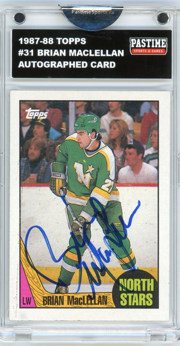 Brian MacLellan #31 1987/88 Topps Hockey Autographed Card Encased in Magpro