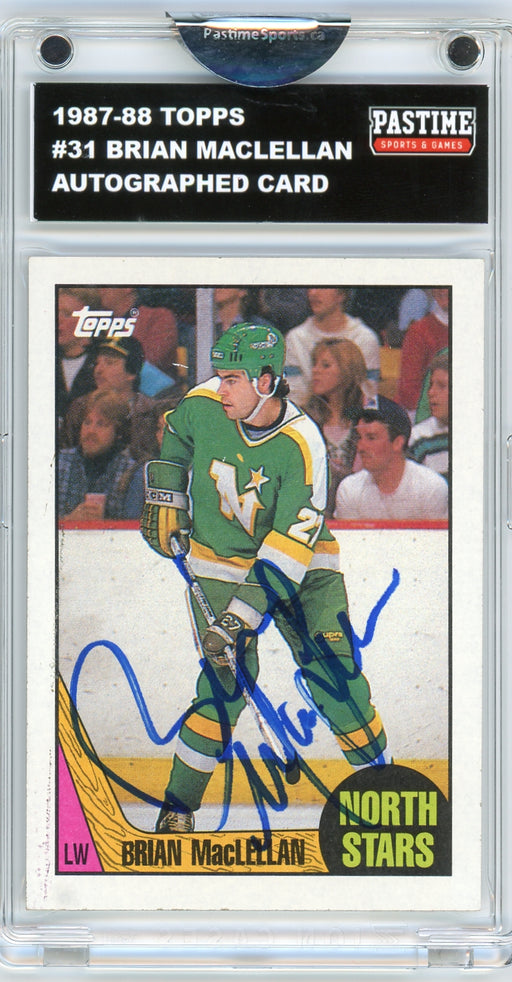 Neal Broten #11 1987/88 Topps Hockey Autographed Card Encased in Magpro