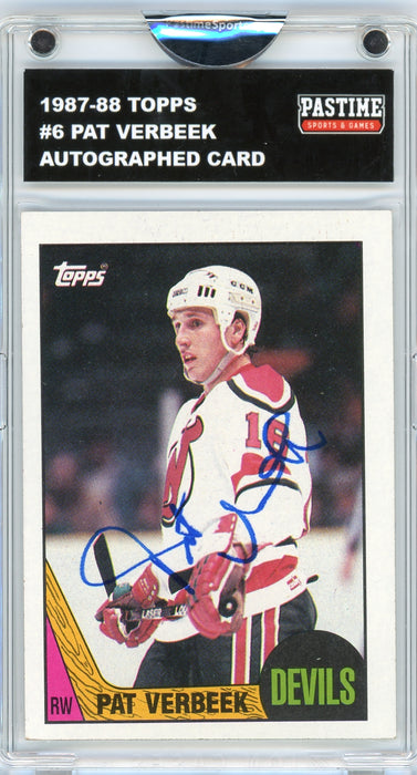 Pat Verbeek #6 1987/88 Topps Hockey Autographed Card Encased in Magpro
