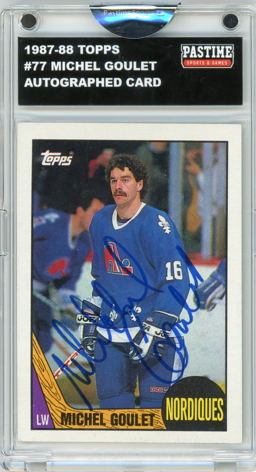Michel Goulet #77 1987/88 Topps Hockey Autographed Card Encased in Magpro