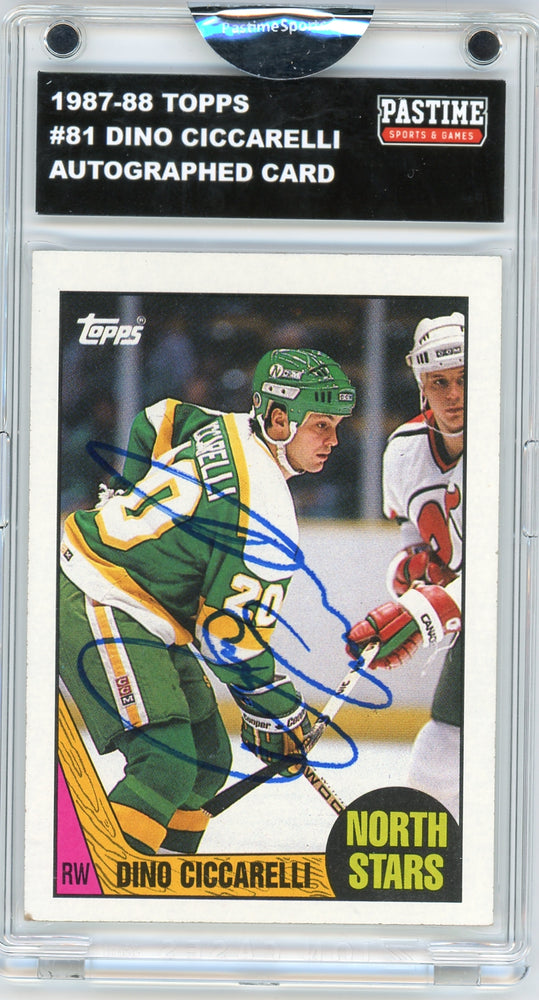 Dino Ciccarelli #81 1987/88 Topps Hockey Autographed Card Encased in Magpro