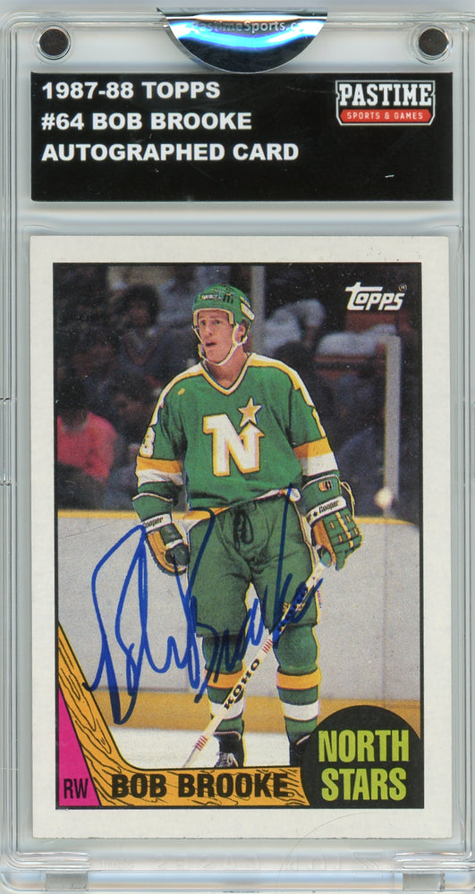 Bob Brooke #64 1987/88 Topps Hockey Autographed Card Encased in Magpro