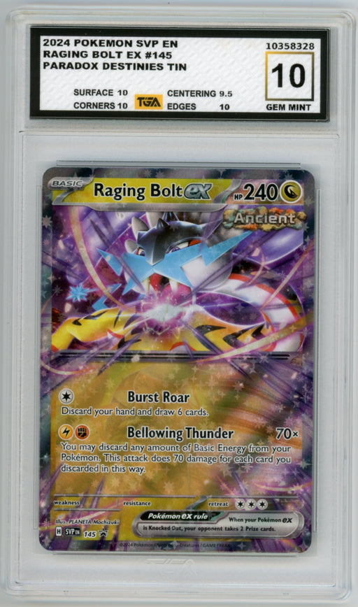 Raging Bolt EX #145 Paradox Destinies Tin Promo Graded TGA 10 Gem Mint