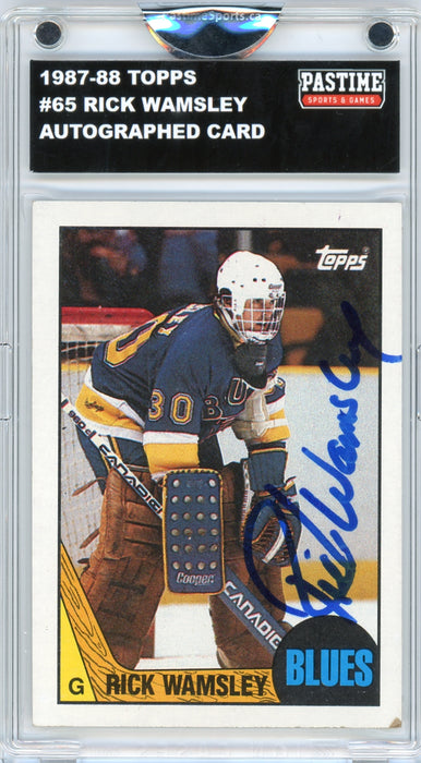 Rick Wamsley #65 1987/88 Topps Hockey Autographed Card Encased in Magpro