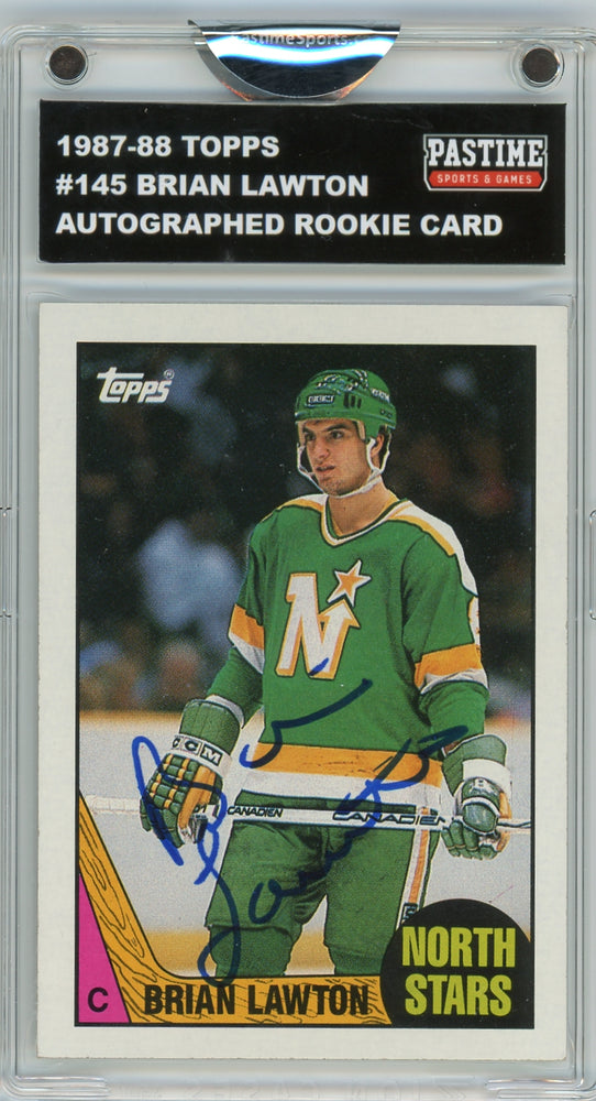 Brian Lawton #145 1987/88 Topps Hockey Autographed Card Encased in Magpro