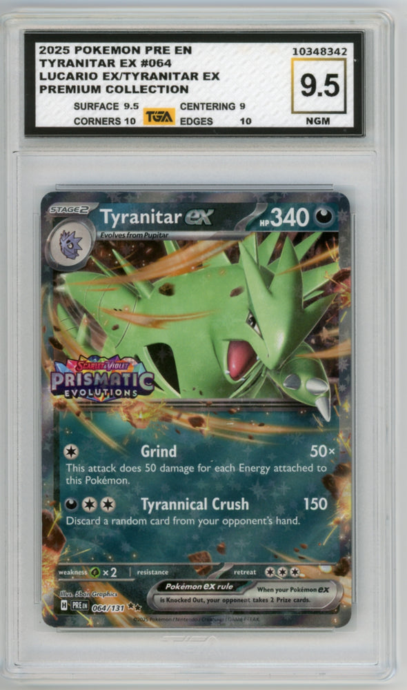 Tyranitar EX #64 Lucario Ex & Tyranitar Ex Premium Collection Promo Graded TGA 9.5 Near Gem Mint