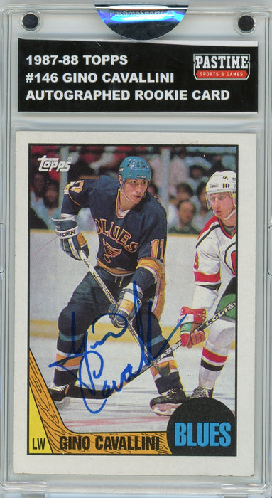 Gino Cavallini #146 1987/88 Topps Hockey Autographed Card Encased in Magpro