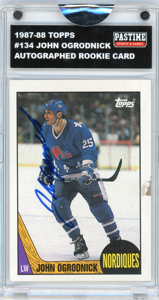 John Ogrodnick #134 1987/88 Topps Hockey Autographed Card Encased in Magpro