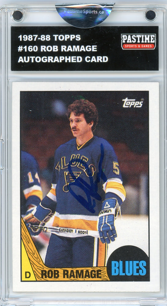 Rob Ramage #160 1987/88 Topps Hockey Autographed Card Encased in Magpro