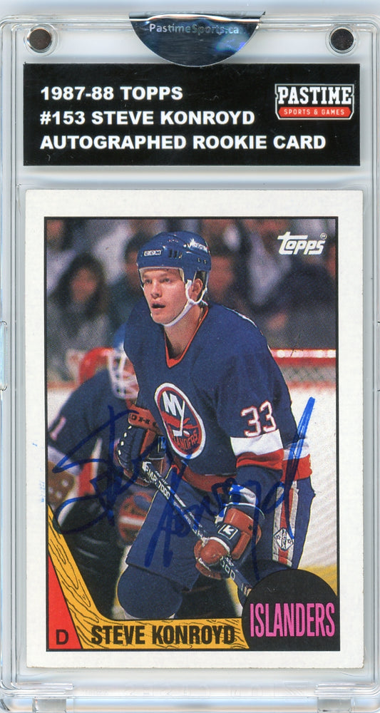 Steve Konroyd #153 1987/88 Topps Hockey Autographed Card Encased in Magpro