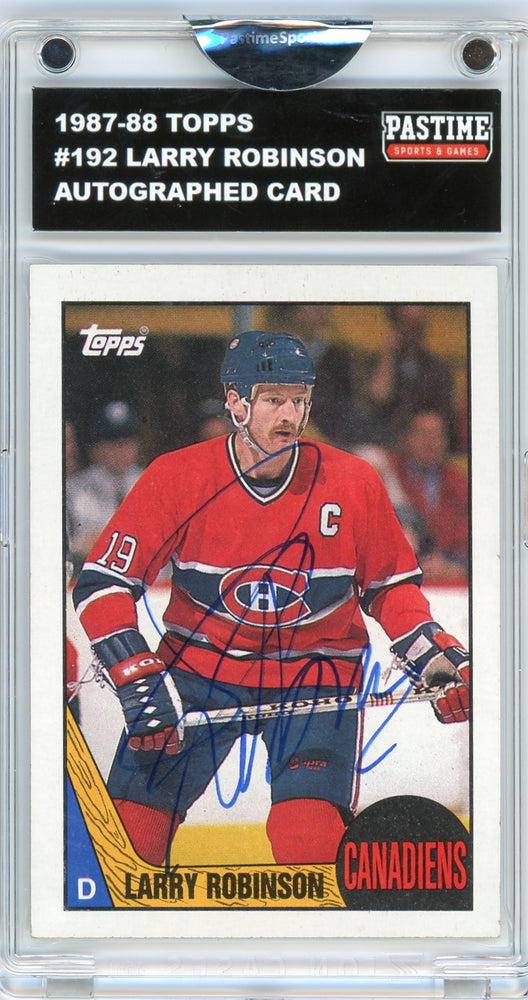 Larry Robinson #192 1987/88 Topps Hockey Autographed Card Encased in Magpro