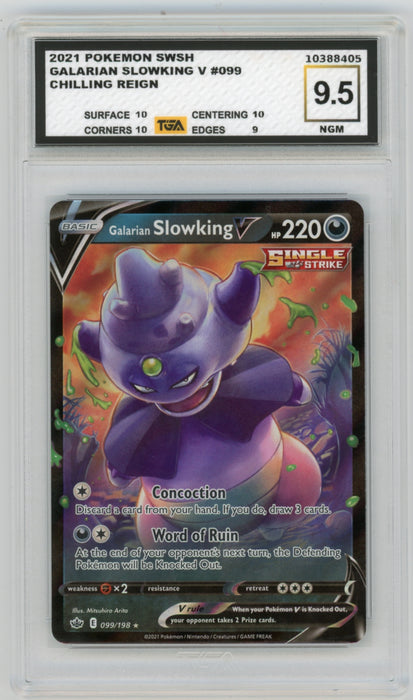 Galarian Slowpoke V #99 Chilling Reign Destined Rivals Graded TGA 9.5 Near Gem Mint