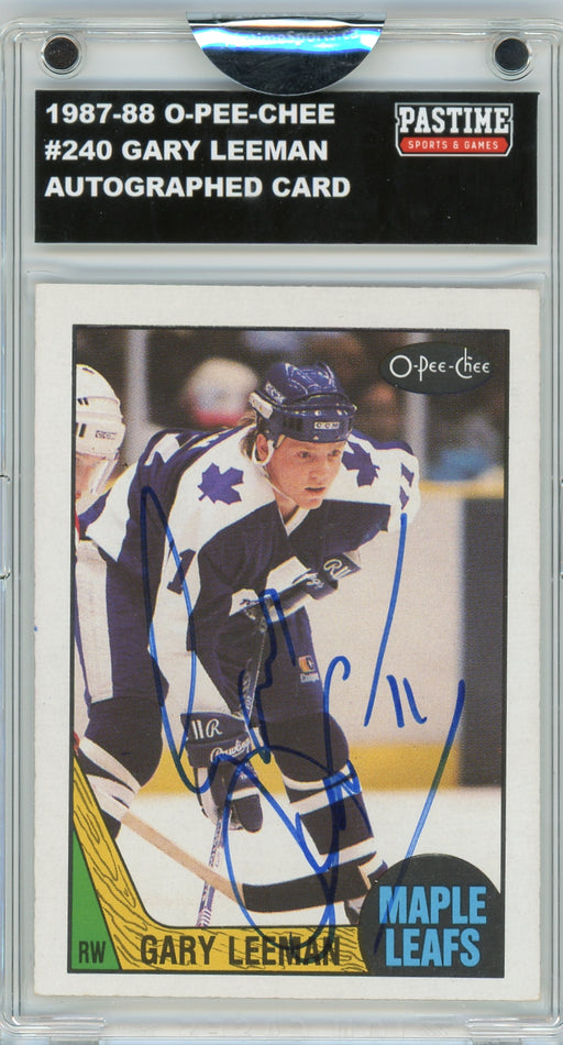 Gary Leeman #240 1987/88 O-Pee-Chee Hockey Autographed Card Encased in Magpro