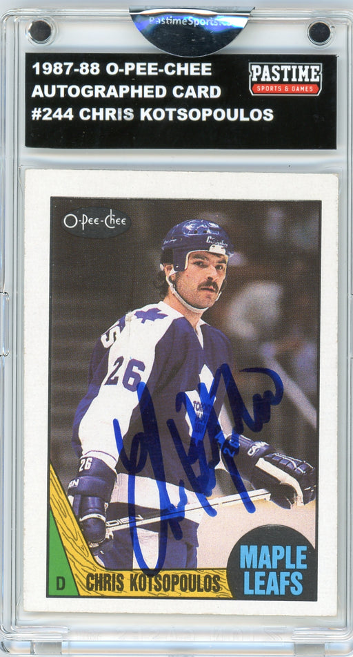 Chris Kotsopoulos #244 1987/88 O-Pee-Chee Hockey Autographed Card Encased in Magpro