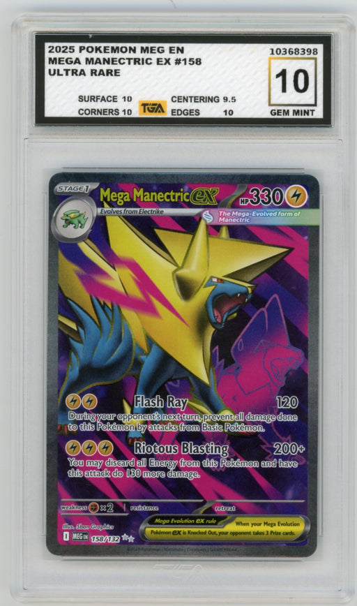Mega Manectric EX #158 Mega Evolutions Graded TGA 10 Gem Mint