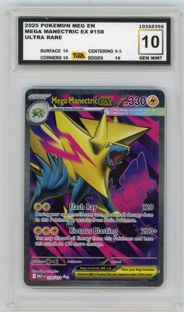 Mega Manectric EX #158 Mega Evolutions Graded TGA 10 Gem Mint