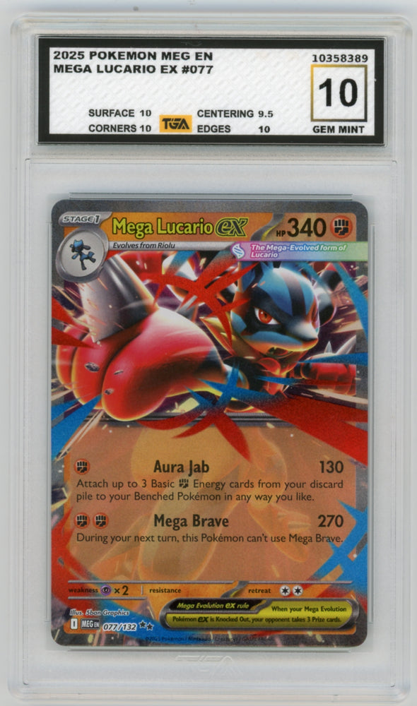 Mega Lucario EX #77 Mega Evolutions Graded TGA 10 Gem Mint