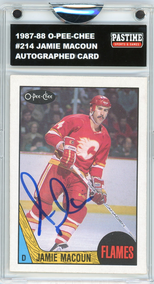 Jamie Macoun #214 1987/88 O-Pee-Chee Hockey Autographed Card Encased in Magpro