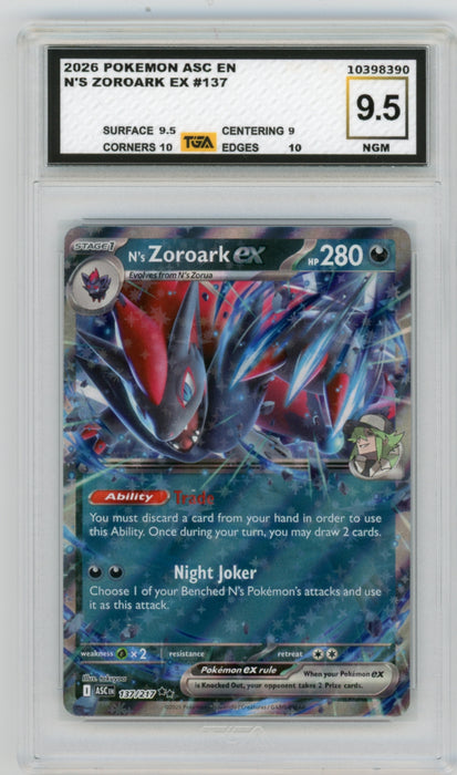 N's Zoroark EX #137 Ascended Heroes Graded TGA 9.5 Near Gem Mint