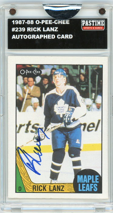 Rick Lanz #239 1987/88 O-Pee-Chee Hockey Autographed Card Encased in Magpro