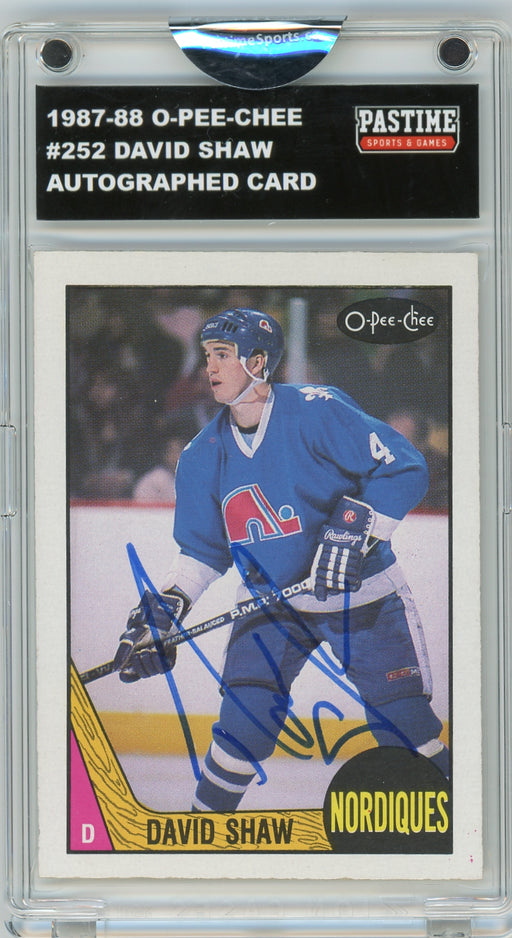 David Shaw #252 1987/88 O-Pee-Chee Hockey Autographed Card Encased in Magpro