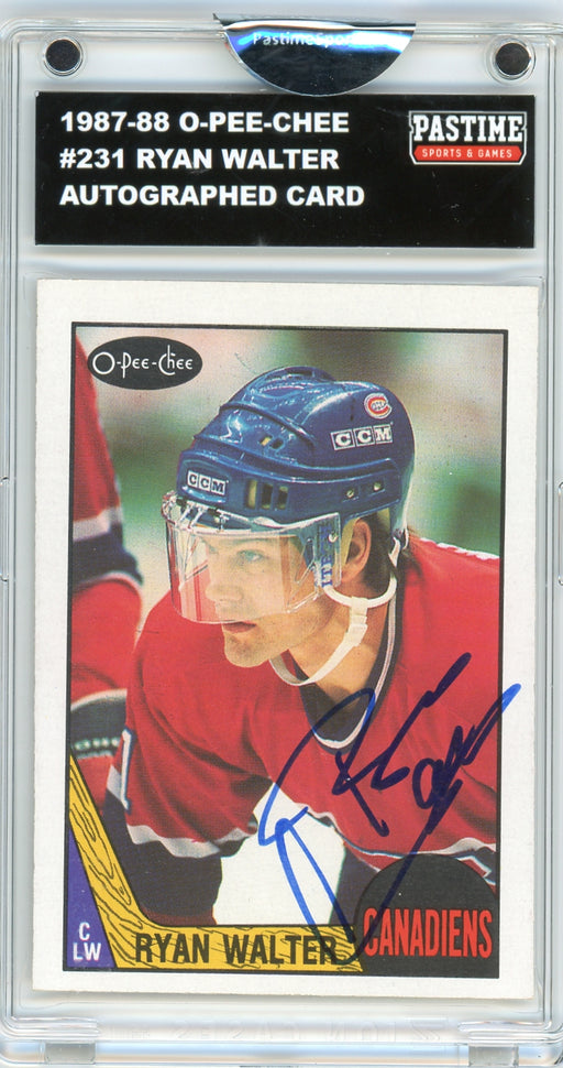 Ryan Walter #231 1987/88 O-Pee-Chee Hockey Autographed Card Encased in Magpro