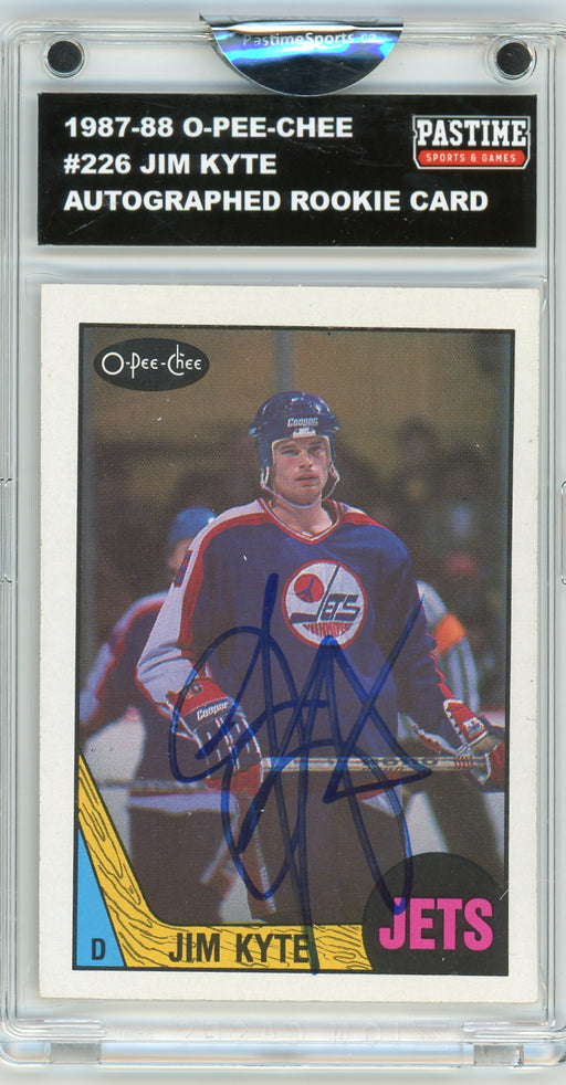Jim Kyte #226 1987/88 O-Pee-Chee Hockey Autographed Card Encased in Magpro