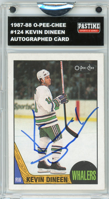 Kevin Dineen #124 1987/88 O-Pee-Chee Hockey Autographed Card Encased in Magpro
