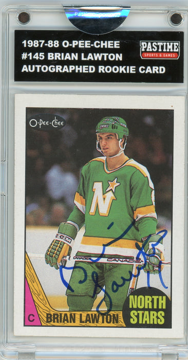 Brian Lawton #145 1987/88 O-Pee-Chee Hockey Autographed Card Encased in Magpro