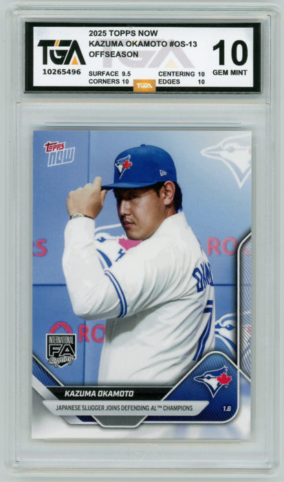 Kazuma Okamoto #OS-13 2025 Topps Now MLB Graded Card TGA 10 Gem Mint