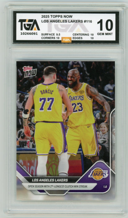 Luka Doncic/Lebron James Los Angeles Lakers #116 2025 Topps Now NBA Graded TGA 10 Gem Mint